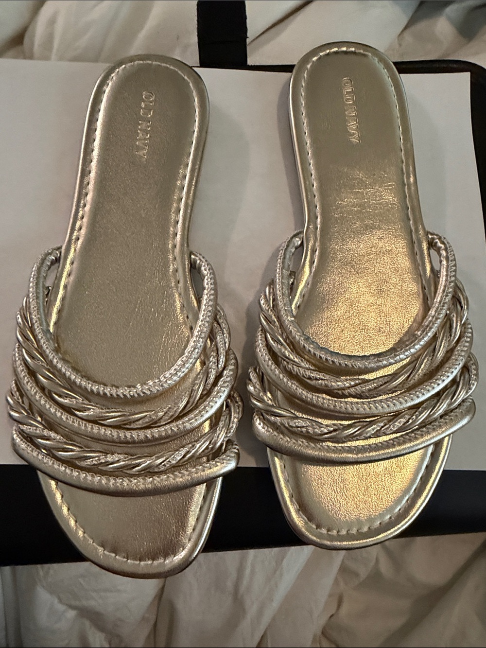 Old Navy Silver Braided Slide Sandals